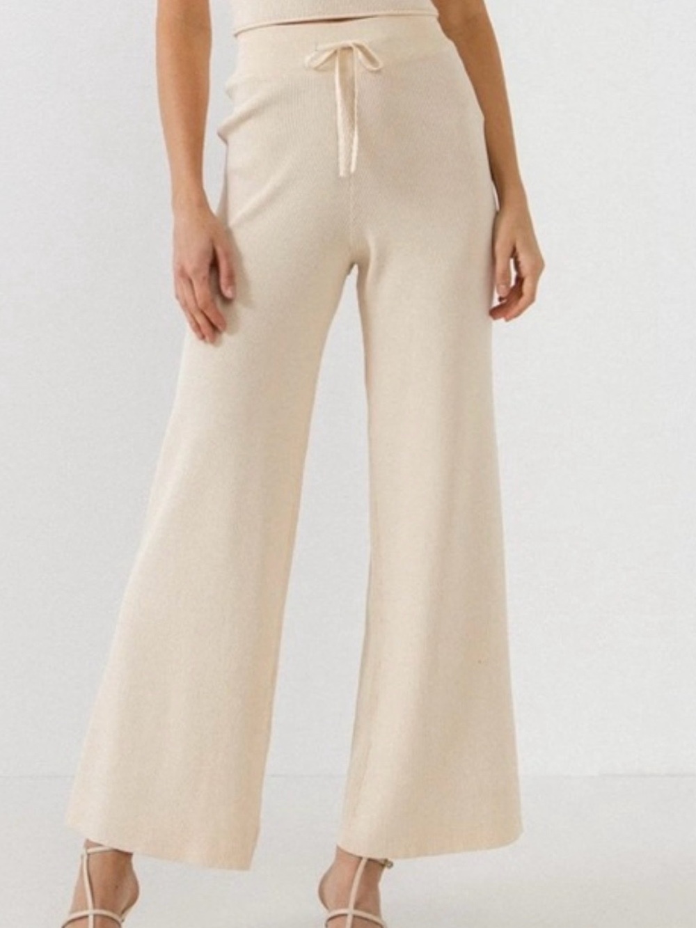 🌷🌷Endless Rose Cream Wide-Leg Drawstring Ribbed Pants🌷🌷